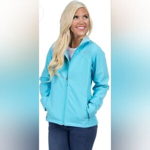 The Bradford Soft Shell‎ Jacket in Glacier Blue by Lauren James Size L